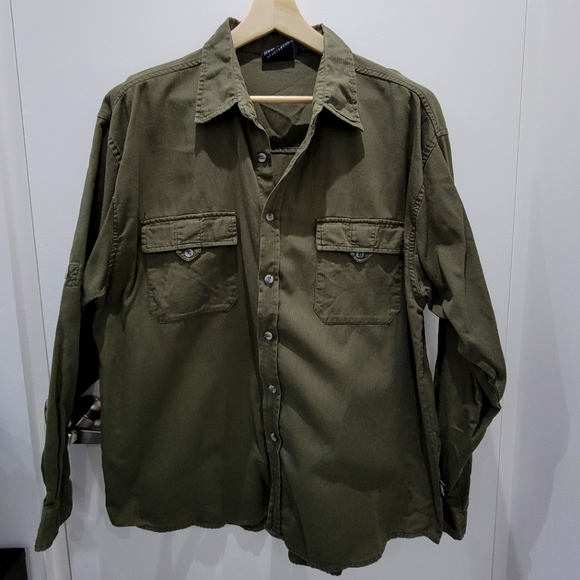 Raw Edge Button Down Shirt - Picture 1 of 3